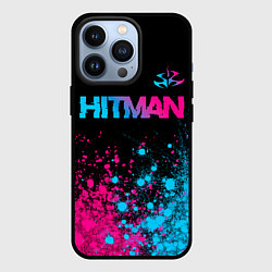 Чехол iPhone 13 Pro Hitman - neon gradient: символ сверху