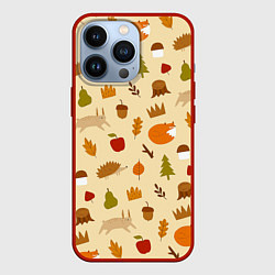 Чехол для iPhone 13 Pro Паттерн - осень, цвет: 3D-красный