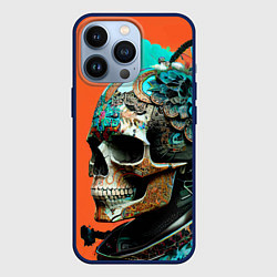 Чехол для iPhone 13 Pro Art skull - irezumi - Japan, цвет: 3D-тёмно-синий