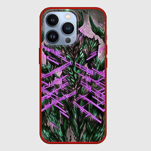 Чехол iPhone 13 Pro Фиолетовый элементаль киберпанк / 3D-Красный – фото 1