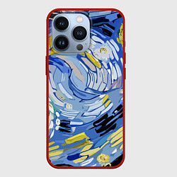 Чехол для iPhone 13 Pro Облака в стиле Ван Гога, цвет: 3D-красный