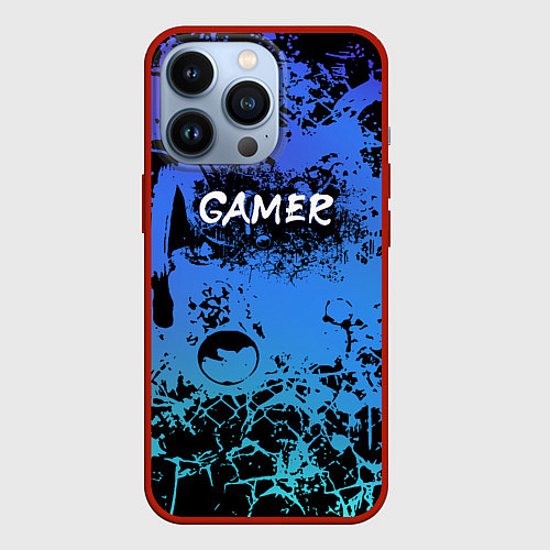 Чехол iPhone 13 Pro Gamer геймер абстрактный фон / 3D-Красный – фото 1