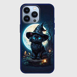 Чехол для iPhone 13 Pro Кот ведьмы - Хэллоуин, цвет: 3D-тёмно-синий