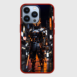 Чехол для iPhone 13 Pro Кибер робот самурай от нейросети, цвет: 3D-красный