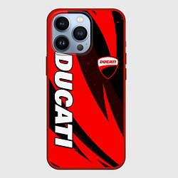 Чехол для iPhone 13 Pro Ducati - красные волны, цвет: 3D-красный