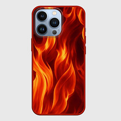 Чехол для iPhone 13 Pro Костёр на чёрном фоне, цвет: 3D-красный