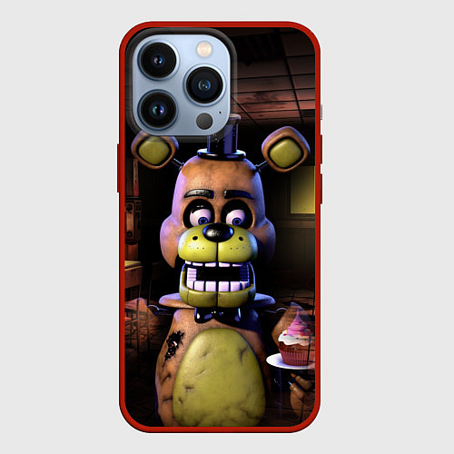 Чехол iPhone 13 Pro Five Nights at Freddy / 3D-Красный – фото 1