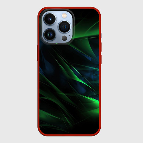 Чехол iPhone 13 Pro Dark green background / 3D-Красный – фото 1