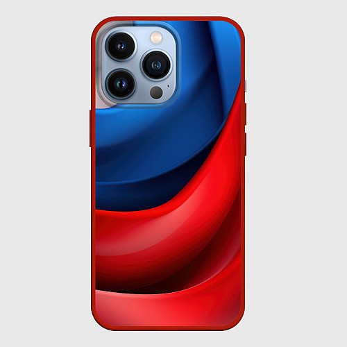 Чехол iPhone 13 Pro Объемная абстракция в цветах флага РФ / 3D-Красный – фото 1