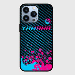 Чехол для iPhone 13 Pro Yamaha - neon gradient: символ сверху, цвет: 3D-черный