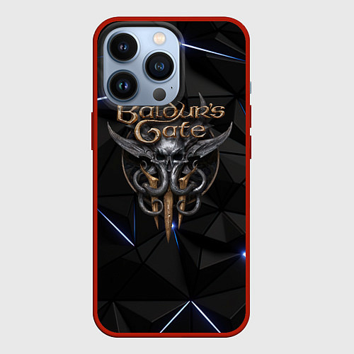 Чехол iPhone 13 Pro Baldurs Gate 3 black blue / 3D-Красный – фото 1