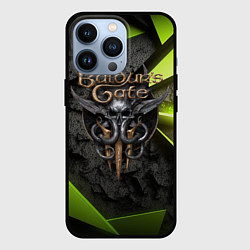 Чехол для iPhone 13 Pro Baldurs Gate 3 logo green abstract, цвет: 3D-черный