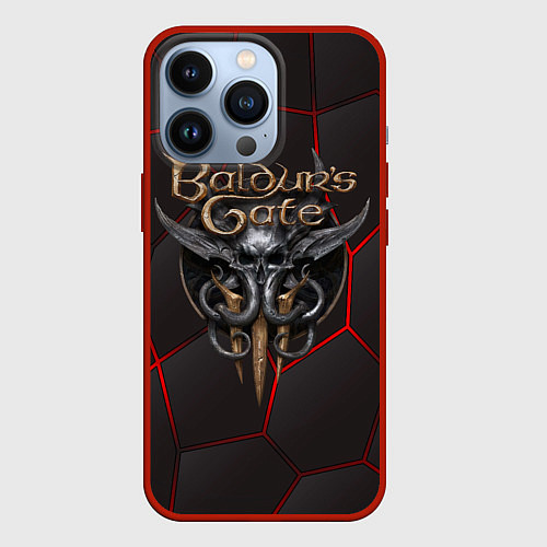 Чехол iPhone 13 Pro Baldurs Gate 3 logo red black geometry / 3D-Красный – фото 1