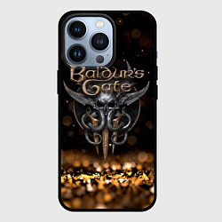 Чехол iPhone 13 Pro Baldurs Gate 3 logo dark gold logo