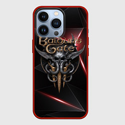 Чехол iPhone 13 Pro Baldurs Gate 3 logo black red