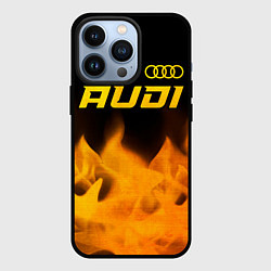 Чехол для iPhone 13 Pro Audi - gold gradient: символ сверху, цвет: 3D-черный