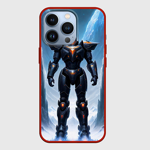 Чехол iPhone 13 Pro Большой черный робот / 3D-Красный – фото 1