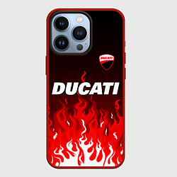 Чехол для iPhone 13 Pro Ducati- красное пламя, цвет: 3D-красный