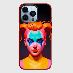 Чехол для iPhone 13 Pro Девушка клоун с жёлтыми волосами, цвет: 3D-красный
