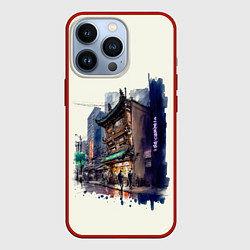 Чехол для iPhone 13 Pro Улица ночных баров, цвет: 3D-красный