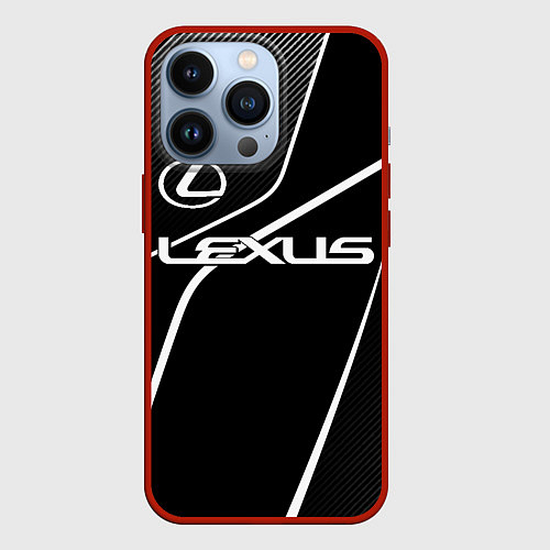 Чехол iPhone 13 Pro Lexus - white line / 3D-Красный – фото 1