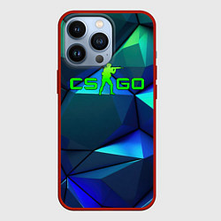 Чехол для iPhone 13 Pro CSGO blue green gradient, цвет: 3D-красный