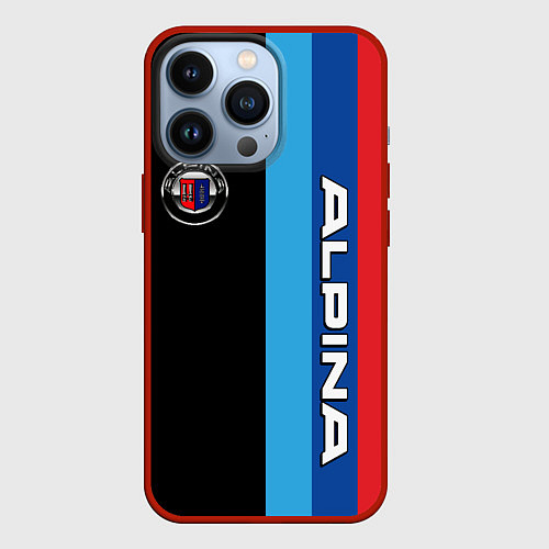 Чехол iPhone 13 Pro Alpina - полосы бмв / 3D-Красный – фото 1