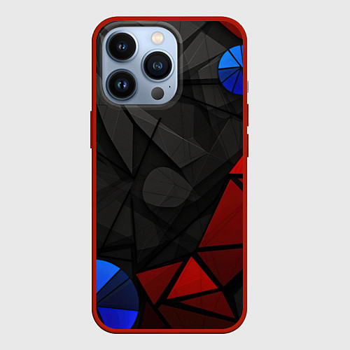Чехол iPhone 13 Pro Black blue red elements / 3D-Красный – фото 1