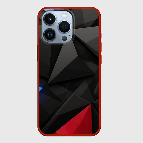 Чехол iPhone 13 Pro Black blue red elements / 3D-Красный – фото 1