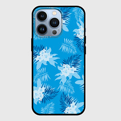 Чехол для iPhone 13 Pro Синие цветы - Vice city - new ver, цвет: 3D-черный
