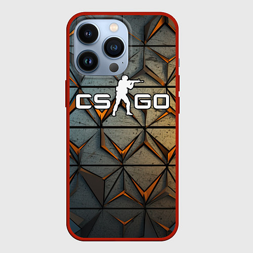 Чехол iPhone 13 Pro CSGO объемные плиты / 3D-Красный – фото 1