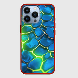 Чехол для iPhone 13 Pro Green blue neon, цвет: 3D-красный