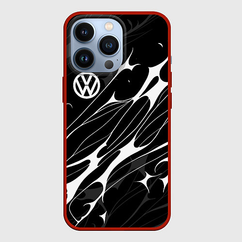 Чехол iPhone 13 Pro Volkswagen - острые линии / 3D-Красный – фото 1