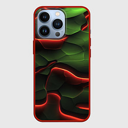 Чехол для iPhone 13 Pro Объемные красно зеленые плиты, цвет: 3D-красный