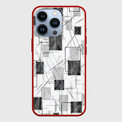 Чехол для iPhone 13 Pro Квадраты и штрихи, цвет: 3D-красный