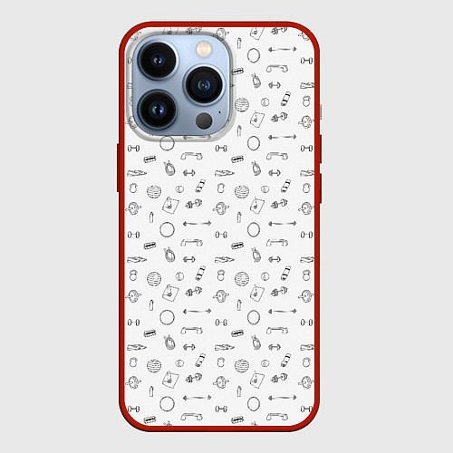 Чехол iPhone 13 Pro Спортивные аксессуары паттерн / 3D-Красный – фото 1