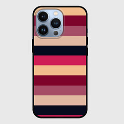 Чехол для iPhone 13 Pro Широкие полосы розовый, цвет: 3D-черный