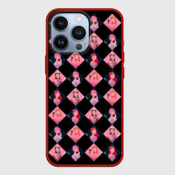 Чехол для iPhone 13 Pro Клеточка black pink, цвет: 3D-красный