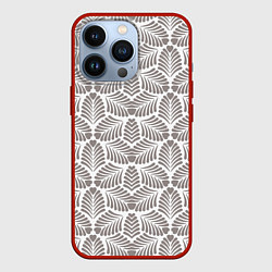 Чехол для iPhone 13 Pro Орнамент из тропических листьев с сердечком, цвет: 3D-красный