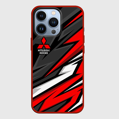Чехол iPhone 13 Pro Митсубиси - красный спортивный / 3D-Красный – фото 1
