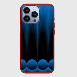 Чехол для iPhone 13 Pro Сине-черный градиент в полоску, цвет: 3D-красный