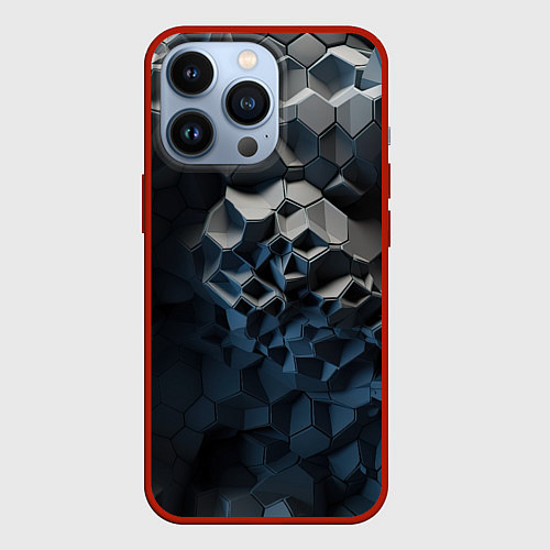 Чехол iPhone 13 Pro Каменная текстура / 3D-Красный – фото 1