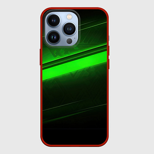 Чехол iPhone 13 Pro Green line / 3D-Красный – фото 1