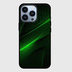 Чехол для iPhone 13 Pro Green neon lines, цвет: 3D-черный