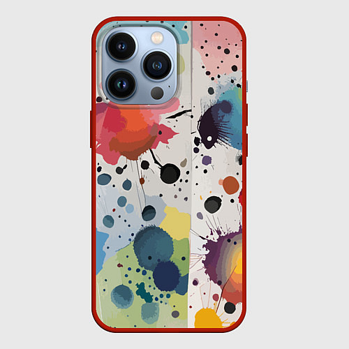 Чехол iPhone 13 Pro Colorful blots - vogue - abstraction / 3D-Красный – фото 1