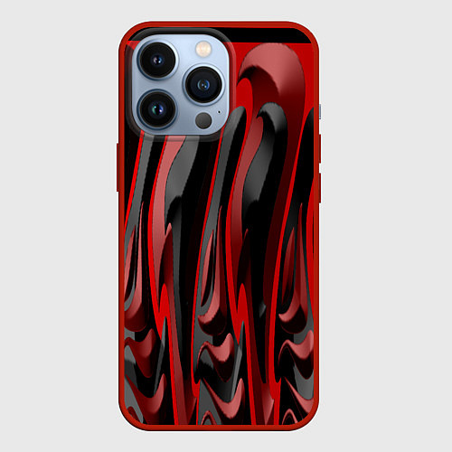Чехол iPhone 13 Pro Пластик красно-черный / 3D-Красный – фото 1