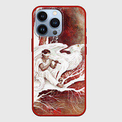 Чехол для iPhone 13 Pro Слепой флейтист и белый грифон, цвет: 3D-красный