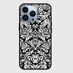 Чехол для iPhone 13 Pro Floral pattern - irezumi - neural network, цвет: 3D-черный