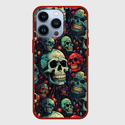 Чехол для iPhone 13 Pro Милый skull, цвет: 3D-красный