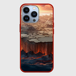 Чехол для iPhone 13 Pro Разлом земли и лавовой поверхности, цвет: 3D-красный